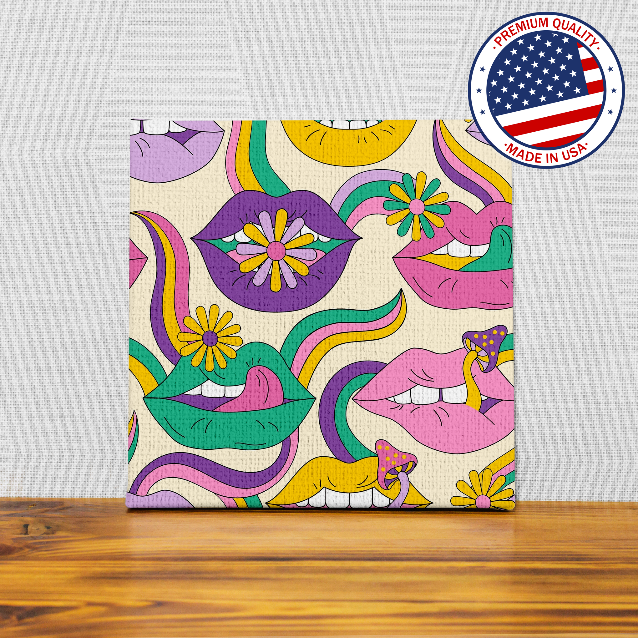 Colorful Lips Wall Canvas 1 Piece