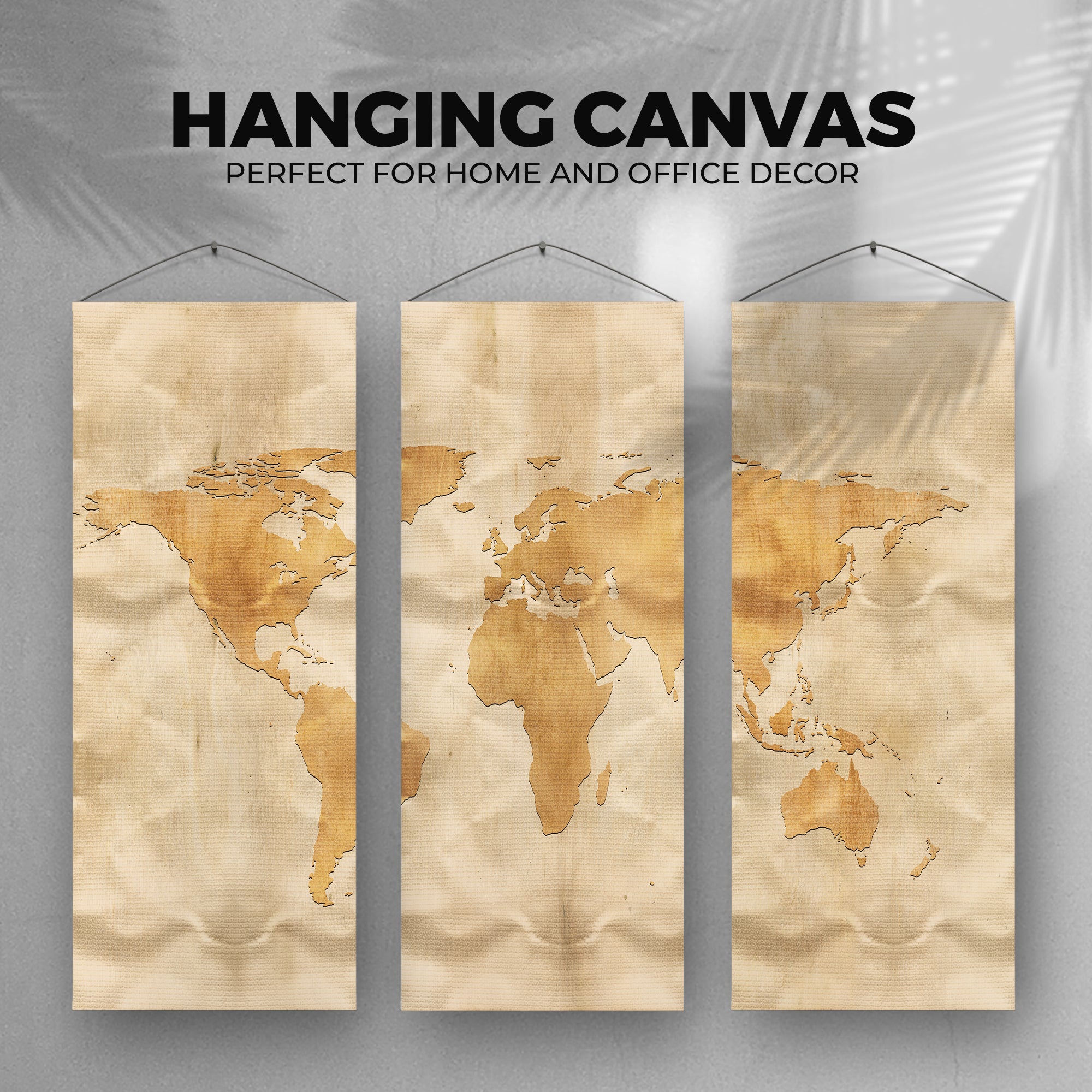 Best World Map Set of 3 Canvas Wall Art