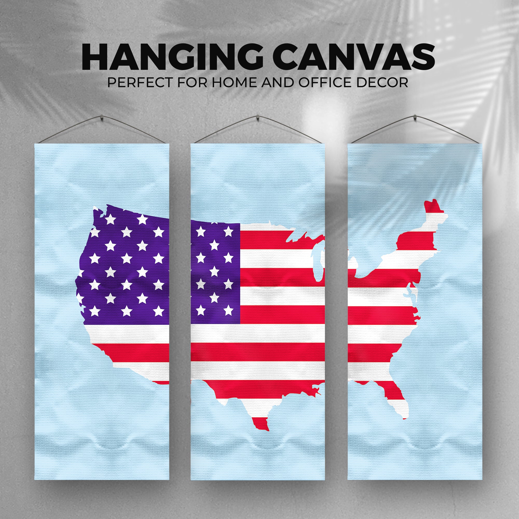 USA Map Set of 3 Custom Canvas Wall Art