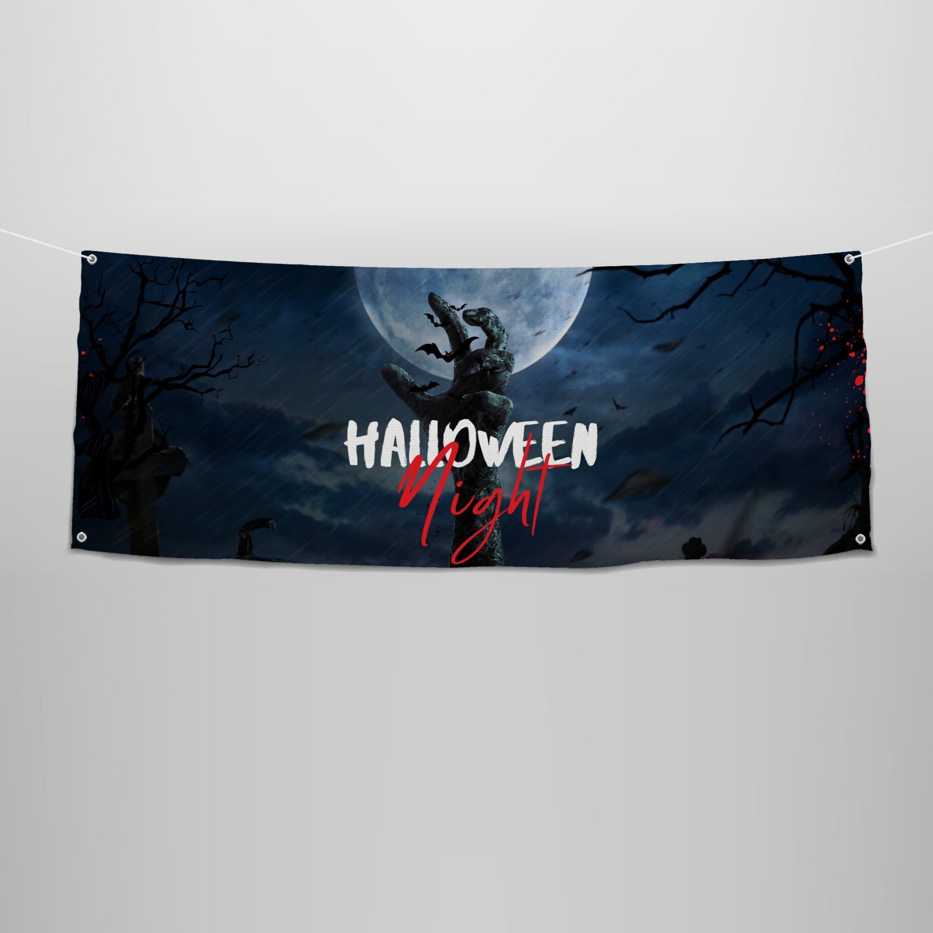 Halloween Night Large Banner - Moonlit Elegance, Customizable Sizes, and Easy Installation