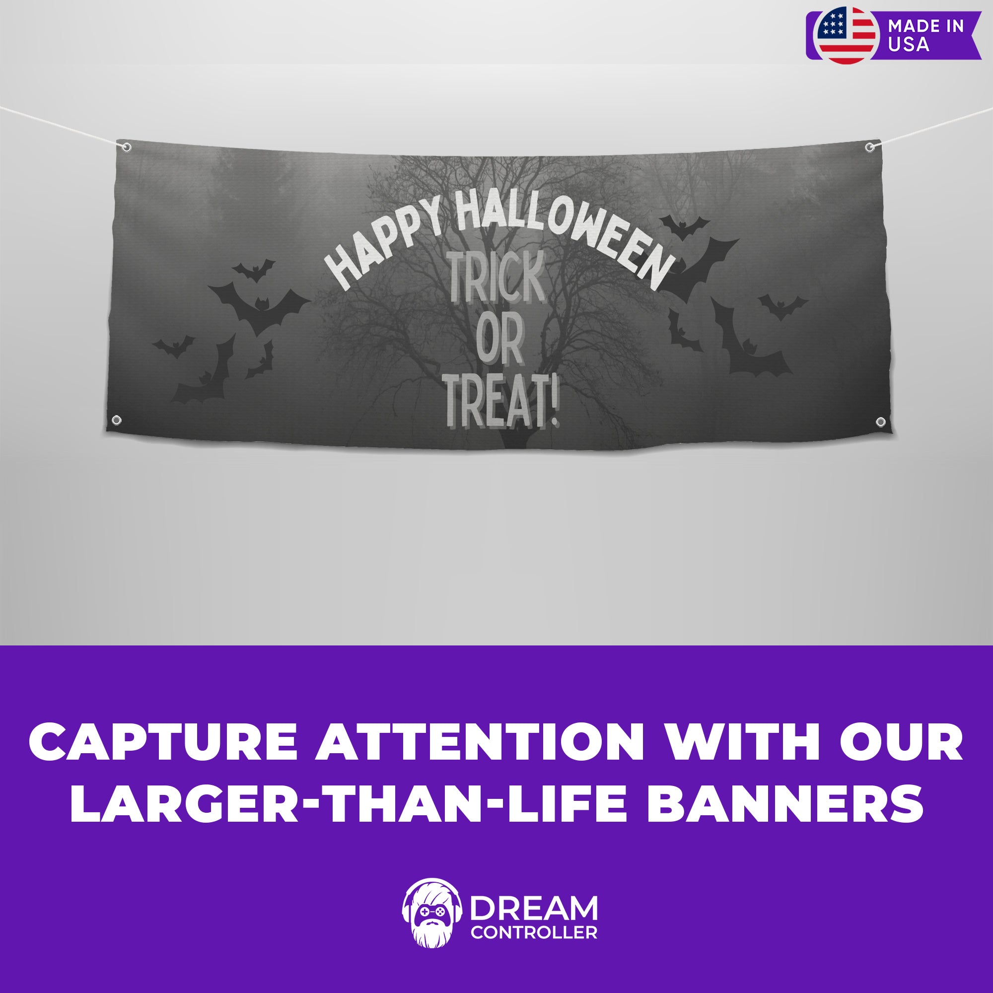 Gray Halloween Banner - Dark and Mysterious Aesthetic, Premium Quality Fabric