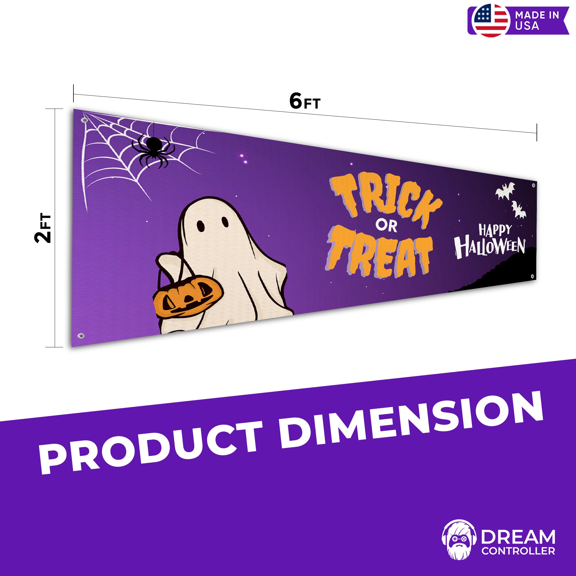 Happy Halloween Trick or Treat Banner: Durable, Easy to Hang, Fade-resistant