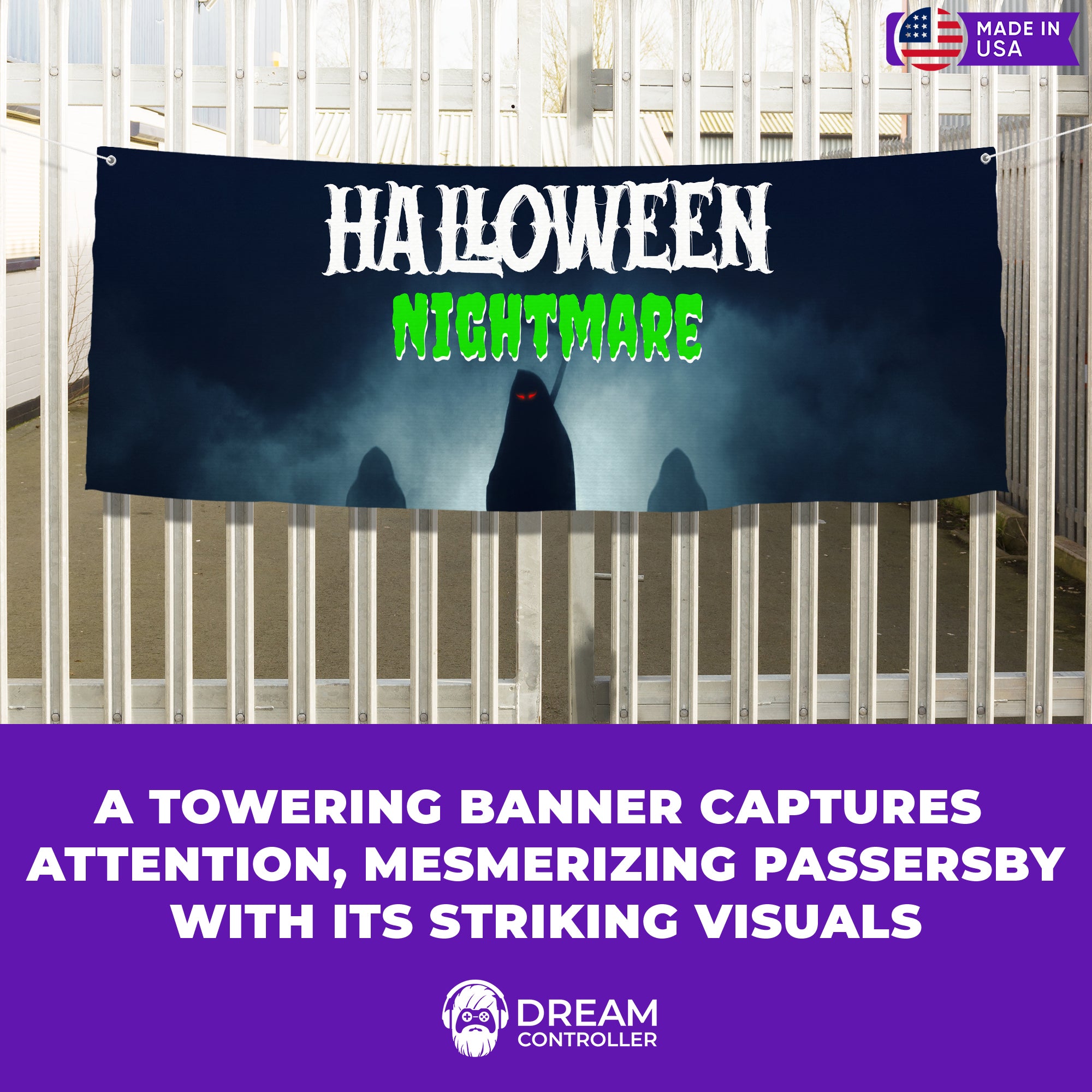 Halloween Nightmare Large Banner - Eerie Design, Easy Installation, Multiple Size Options
