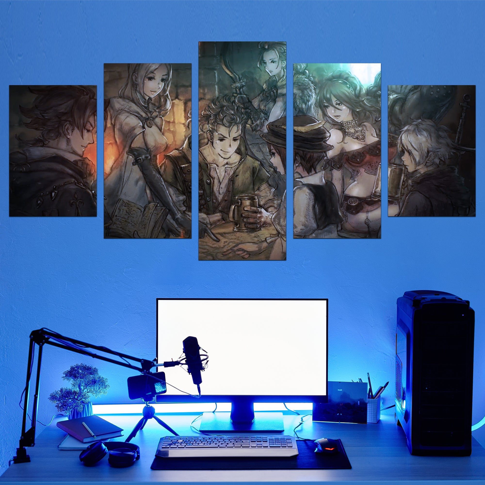 Octopath's Ethereal Canvas Art Collection - Captivating Abstract Designs