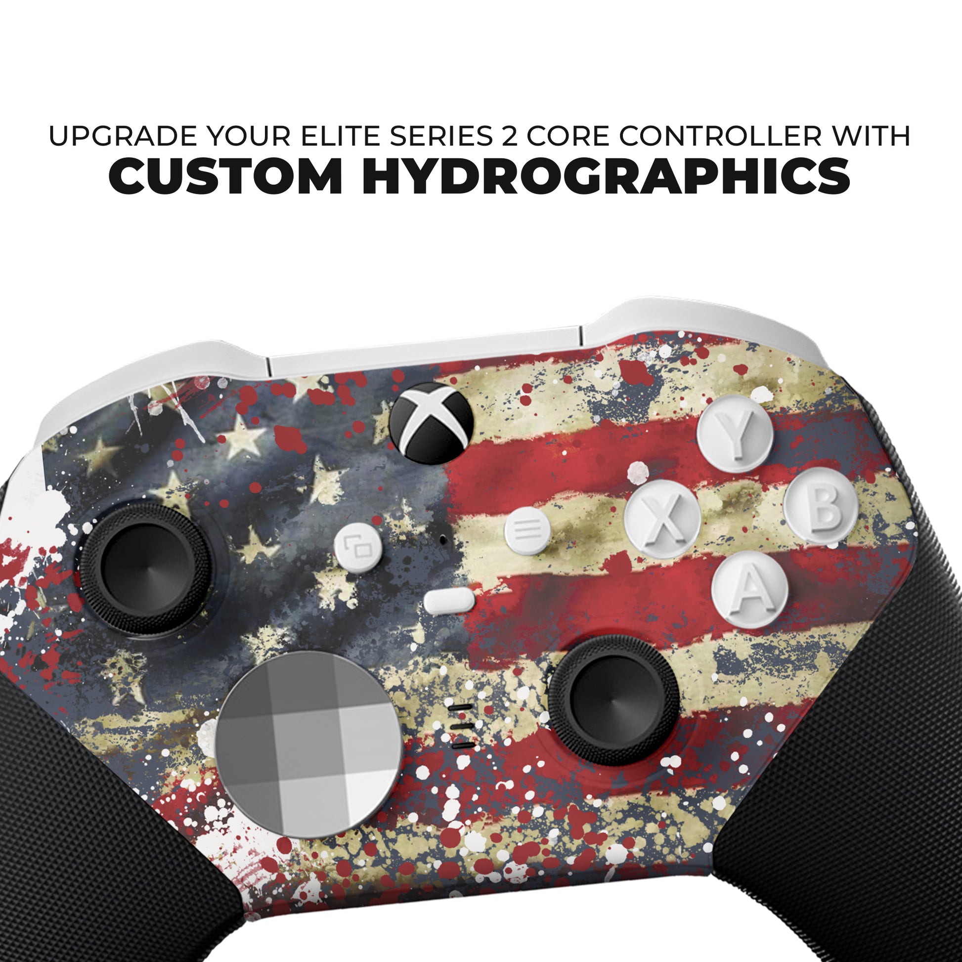 USA Tattered Flag Xbox Elite Controller Series 2 Core Front Hydro-dip Only