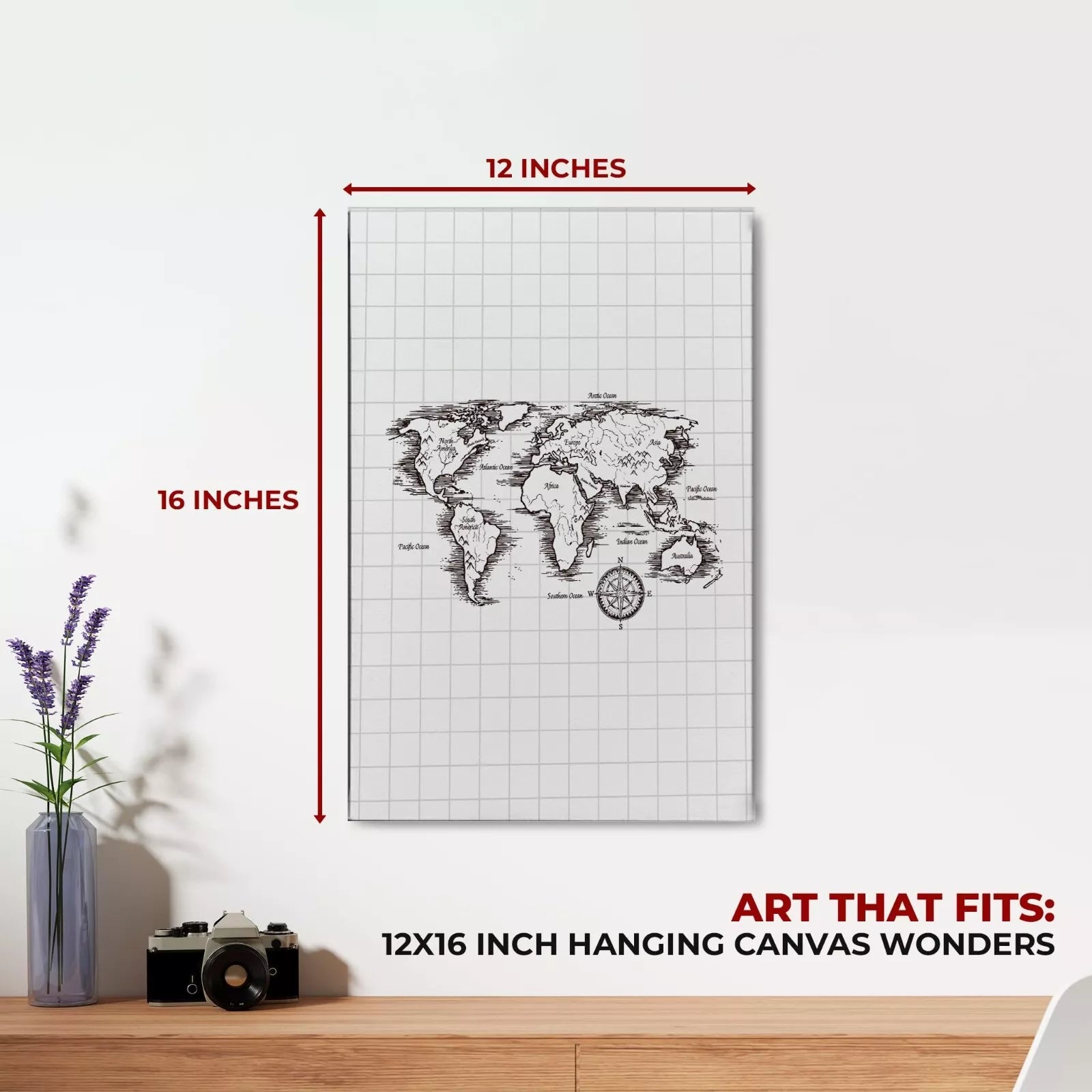 Sketched World Map Wall Canvas