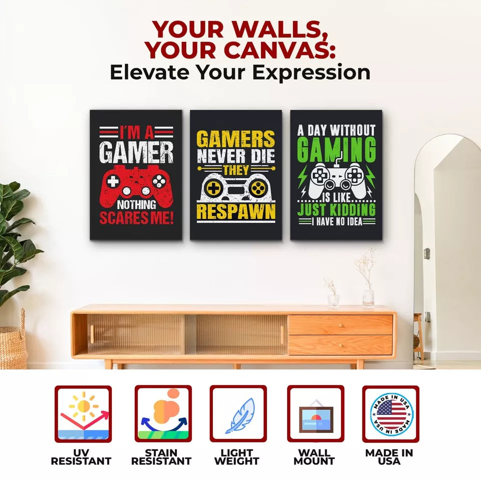 Gamers Never Die Wall Canvas