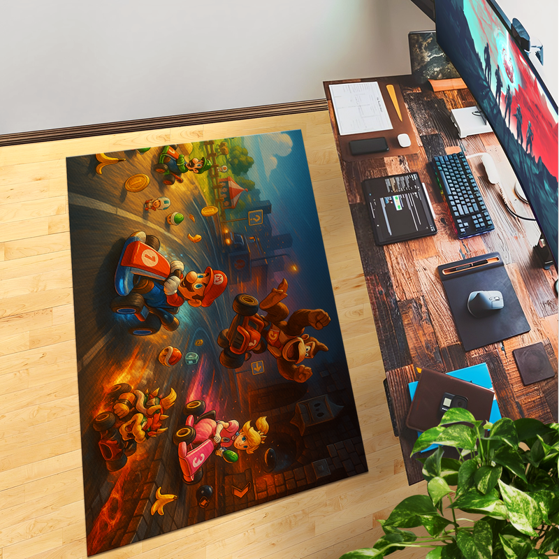 Mario Kart Inspired Decor Rug- 62x40 inches