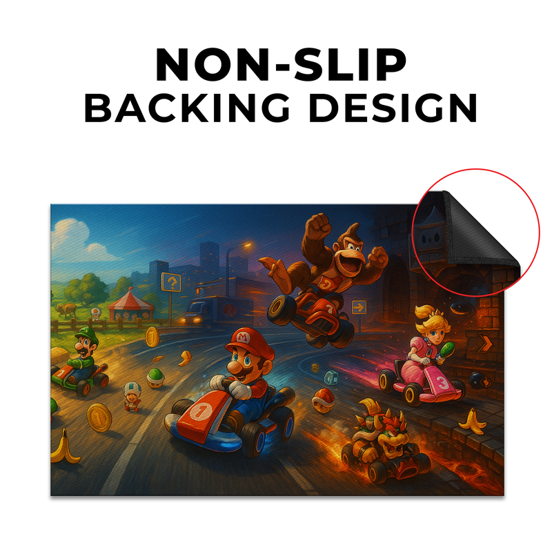 Mario Kart Inspired Decor Rug- 62x40 inches