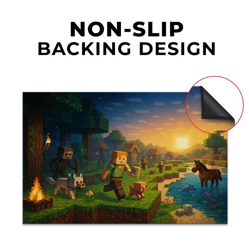 Minecraft Inspired Decor Rug- 62x40 inches