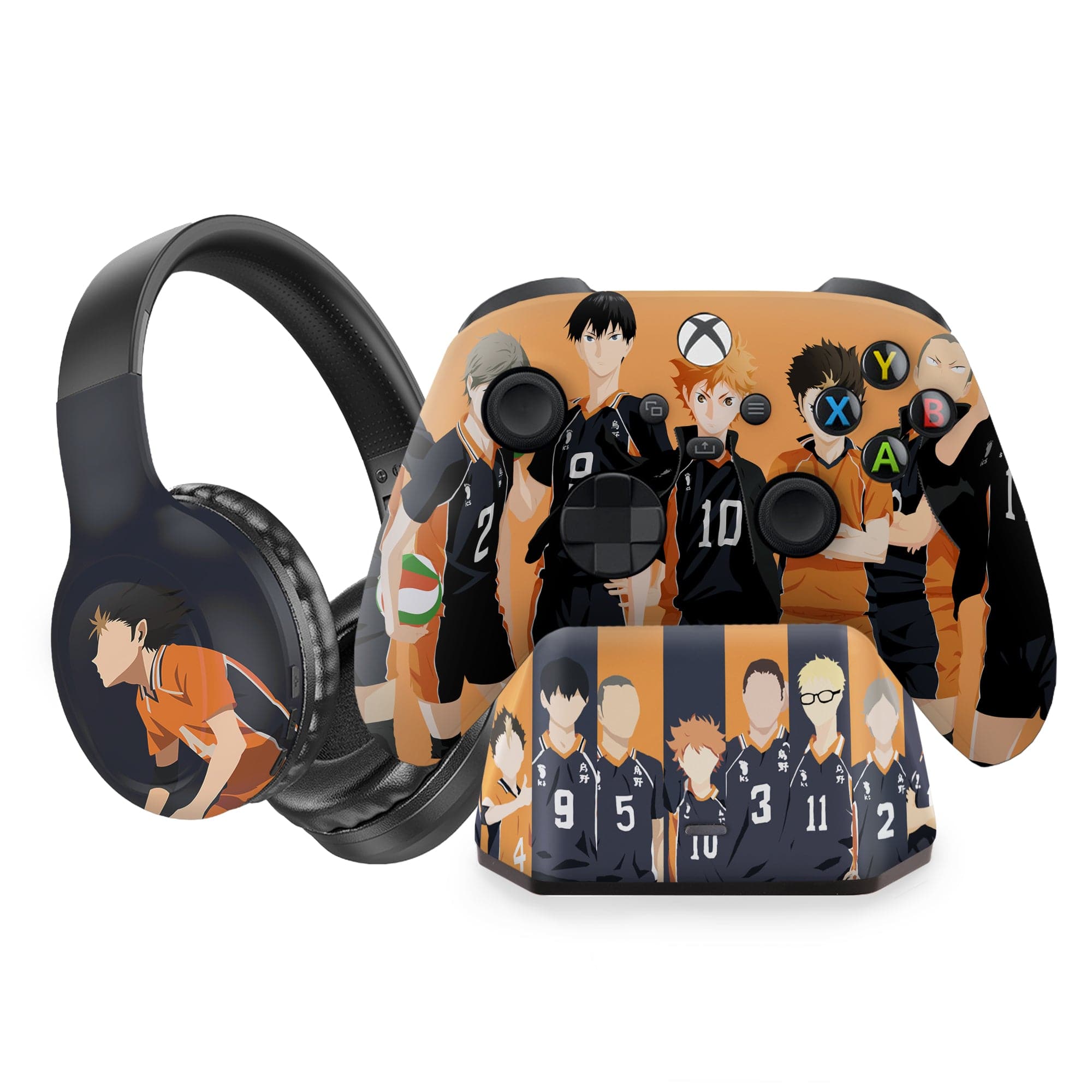 Haikyuu inspired Xbox Series X Modded Controller with Charging Station & Headphone