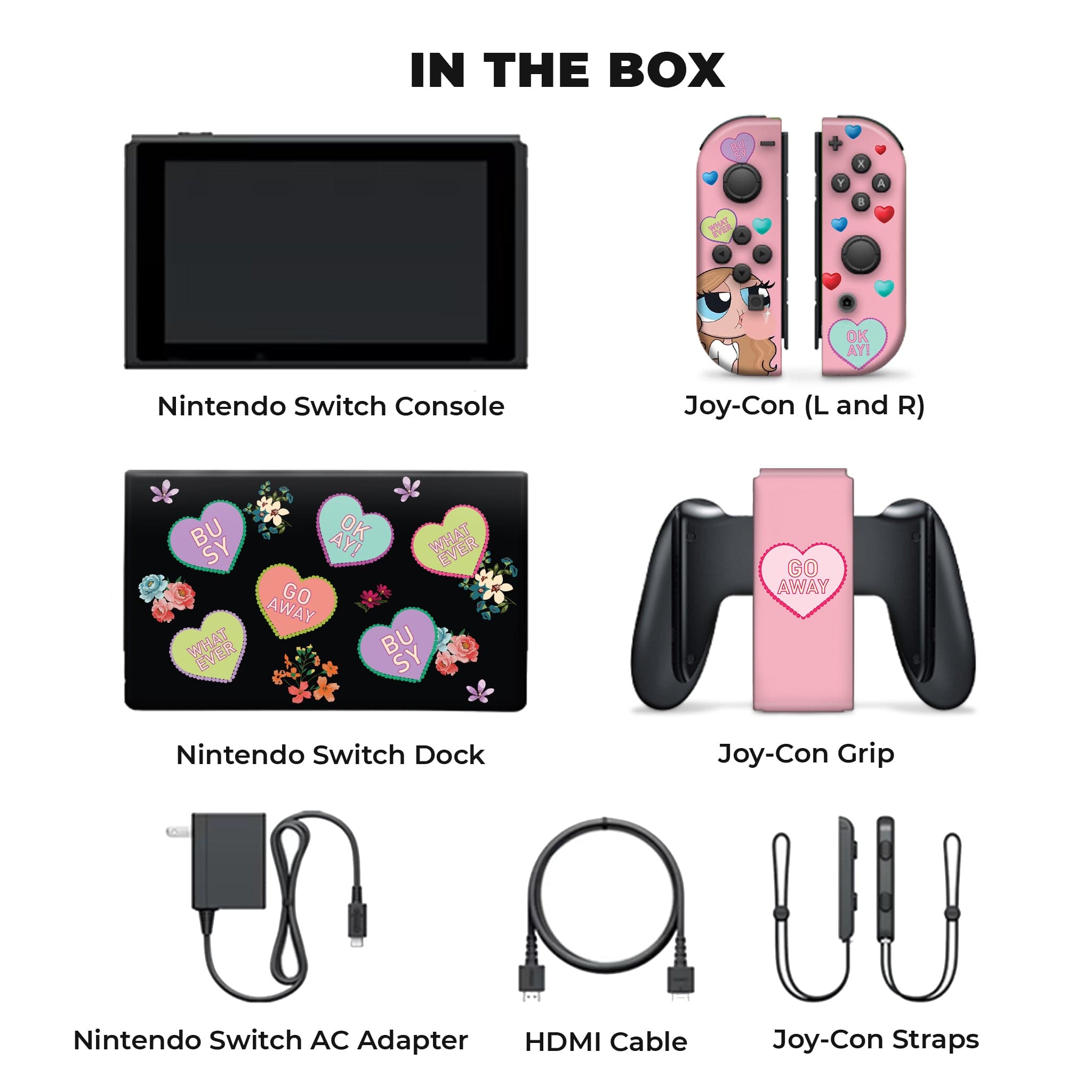 Busy Girl Hydrodipped Nintendo Switch Console Full Set: Nintendo Switch