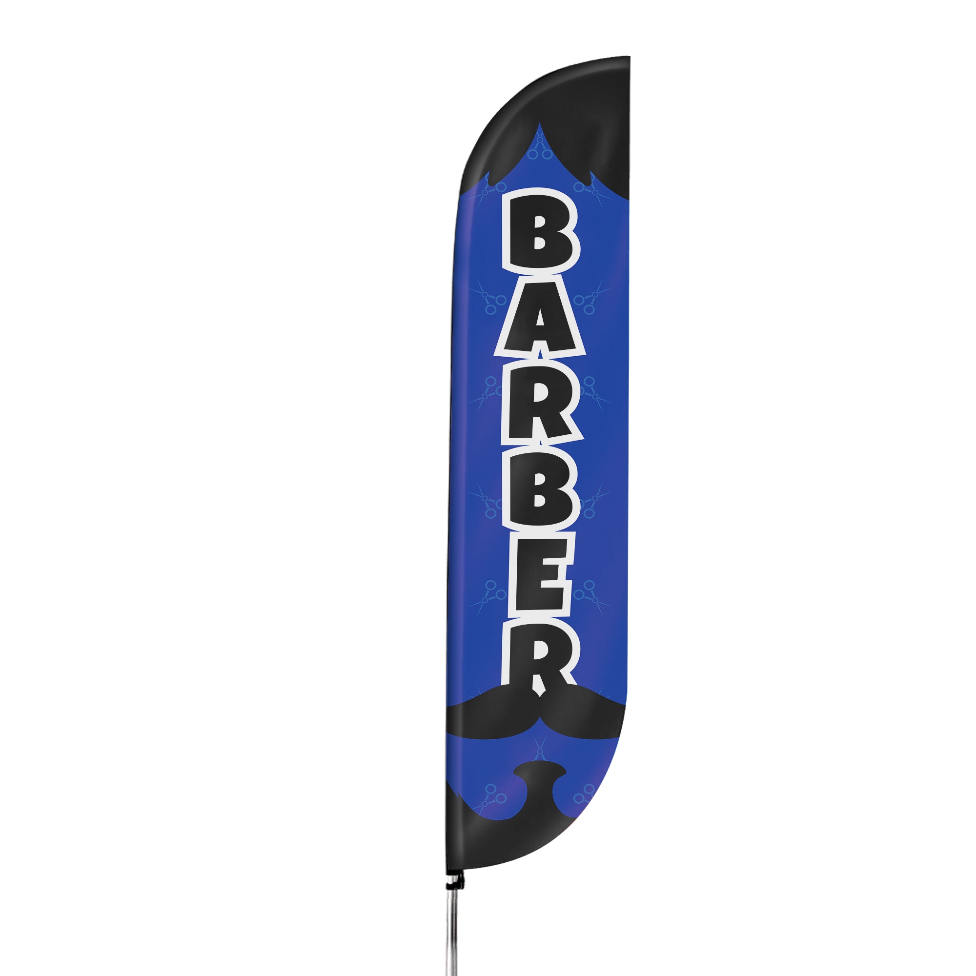 Blue Black Barber Feather Flag  / Swooper Flag