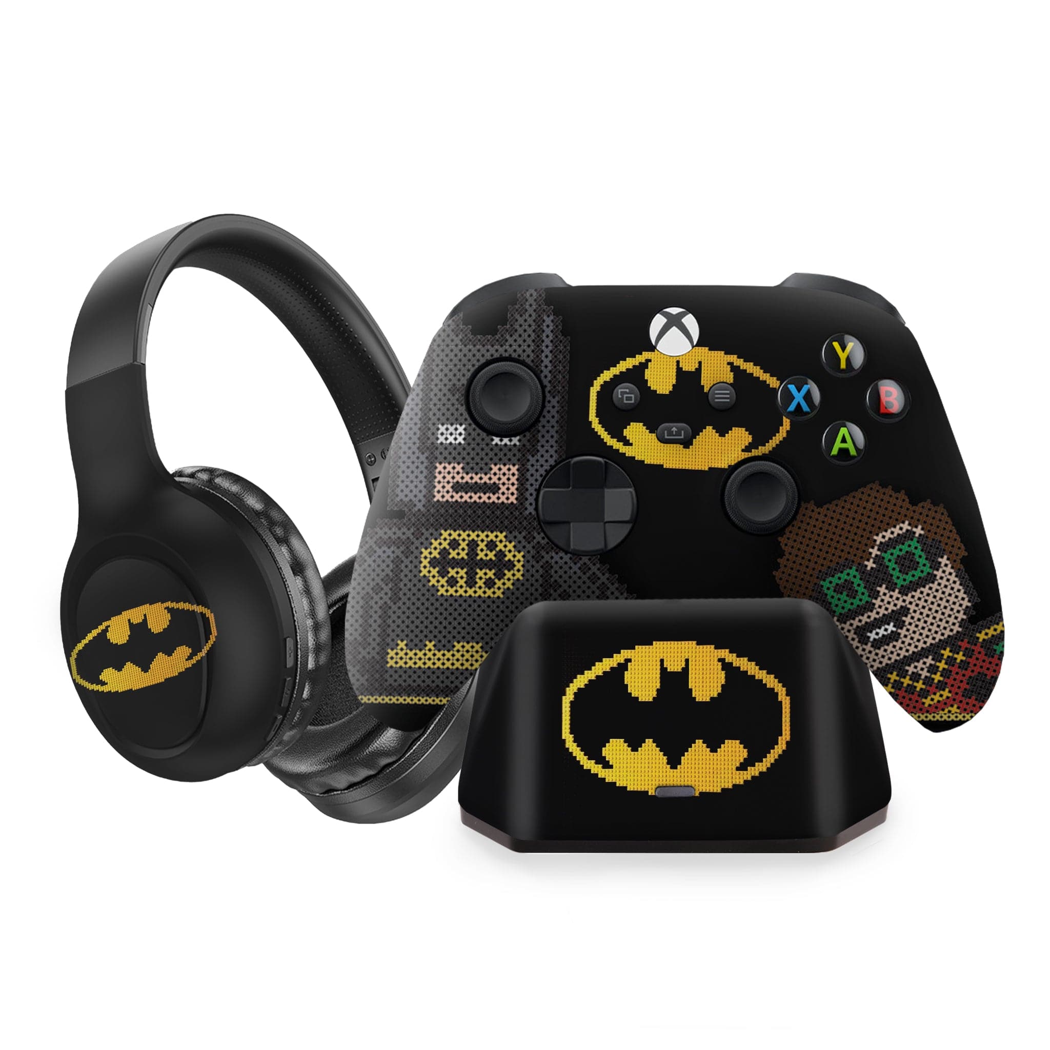 Lego Batman inspired Xbox Series X Modded Controller with Charging Station & Headphone