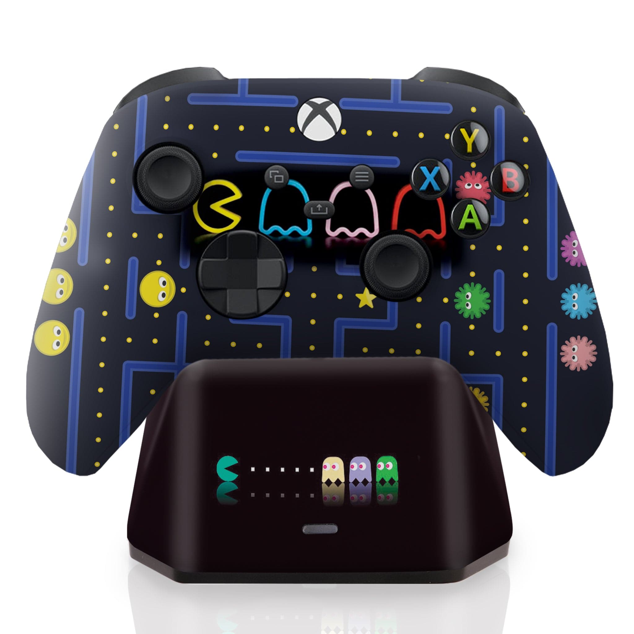 Pacman Inspired Xbox Series X Controller with Charging Station | Microsoft Xbox